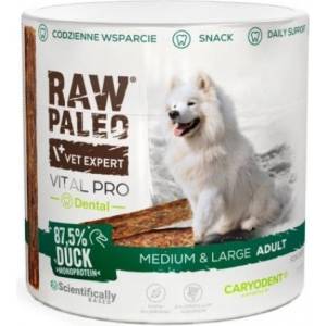 VetExpert RAW PALEO Vital Pro Dental Duck Medium Large - хипоалергенно монопротеиново функционално лакомство кучета, 100 гр, Vet Expert - Полша