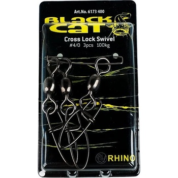 Black Cat karabinka s obratlíkom Cross Lock Swivel veľ.4 100 kg 3 ks