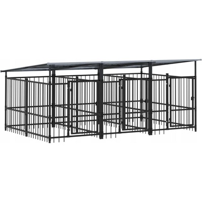 VidaXL Kotec ocel prášková střední pes 198 x 297 x 128 cm