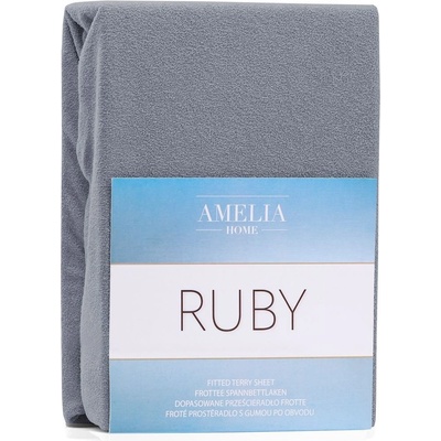 AmeliaHome Froté prestieradlo s gumou Ruby tmavosivé 80-90x200/30