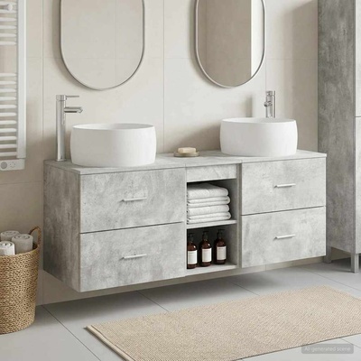 vidaXL Комплект мебели за баня 3 бр. Бетонно сиво 49, 5 x 44, 5 x 66 см (3405926)
