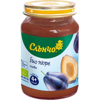 Слънчо Био плодово пюре Слънчо - Слива, 190 g (4259)