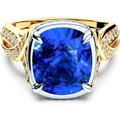 SAVICKI Пръстен Savicki: двуцветно злато, син сапфир, диаманти