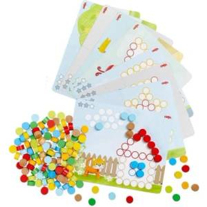HABA Дървена игра за съвпадение Цветни цилиндри с шаблони Scheibix от 3 години (1307162001)