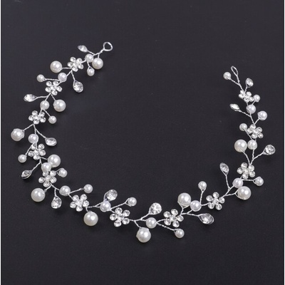 Naishide Jewelry Perličková květinová čelenka do vlasů s kamínky