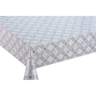 IMPOL TRADE Obrus PVC 3581139 kvetinový kaleidoskop čierno-biely návin 20 m x 140 cm