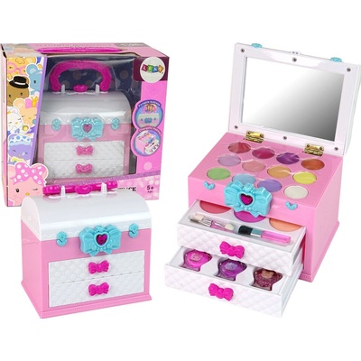LEAN Toys Sada krásy v kufříku růžovo-bílá s kosmetikou pro děti od 5 let