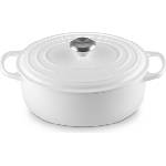 Le Creuset Signature овална тенджера за печене 29 см, бяла със сребърна дръжка на капака (21178290101430)