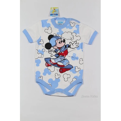 БЕЙБ ФЕШЪН ЕООД Бебешко боди с къс ръкав в бяло и синьо, 80