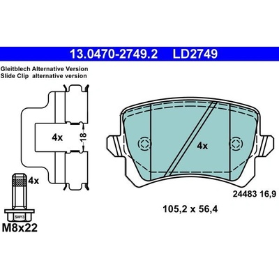 Sada brzdových destiček ATE Ceramic 13.0470-2749 (AT LD2749)