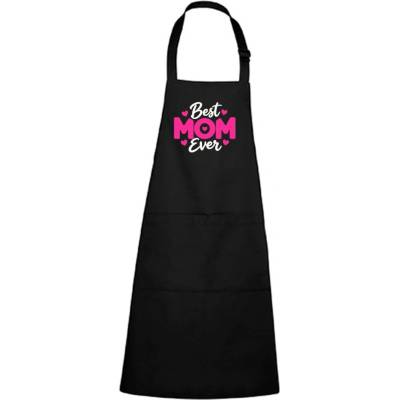 Dobrý Triko Zástěra s potiskem Best mom ever Černá