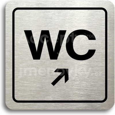 ACCEPT Piktogram WC vpravo nahoru - stříbrná tabulka - černý tisk