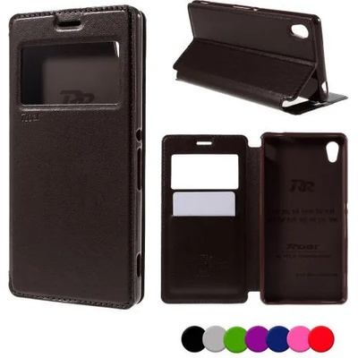 Sony Xperia M4 Aqua / Dual Window Wallet Кожен Калъф и Протектор
