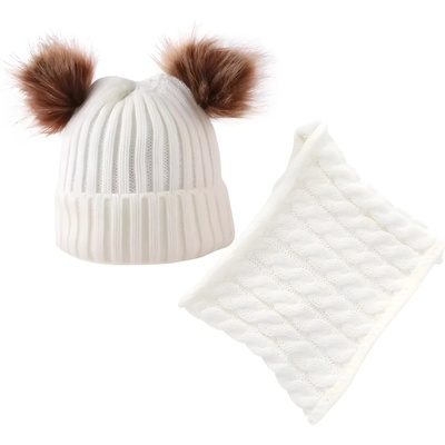 HARAHU Детска шапка тунелен шал cu-21537 - Бяла kp21537 (cu-21537)