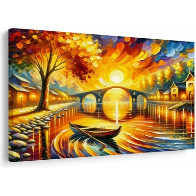 Obraz podzimní krajina s lodí - 60x40