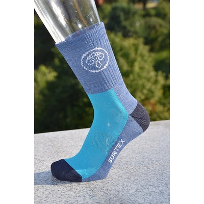 SURTEX CELOROČNÍ MERINO PONOŽKY PRO DĚTI MODRÉ/TYRKYS