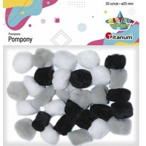 TITANUM Acrylic pompons 25mm grey 30pcs