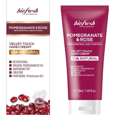 Biofresh Pomegranate & Rose AGE CONTROL zamatový krém na ruky s extraktom z granátovníku a ruže 50 ml