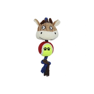 Uniq Pets Ropy Calf - плюшена играчка за куче с въже, топка и пищялка, 28 см