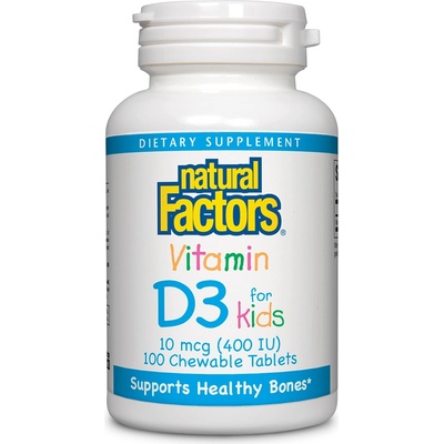 Natural Factors Vitamin D3 For Kids, 400 IU, 100 таблетки, Natural Factors