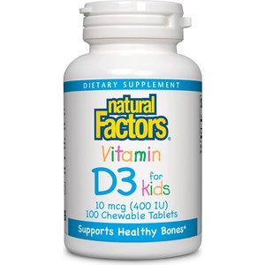 Natural Factors Vitamin D3 For Kids, 400 IU, 100 таблетки, Natural Factors