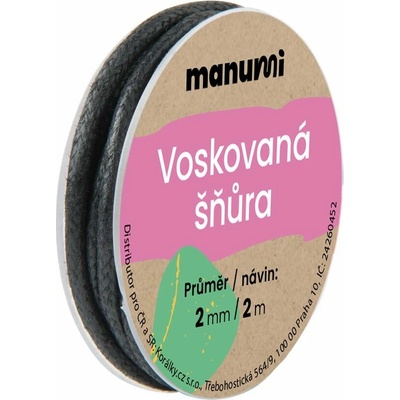 Manumi Voskovaná šnúra 2mm/2m čierna - 1 ks