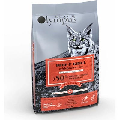 Black Olympus Cat Sterilized Beef & Krill 8 kg