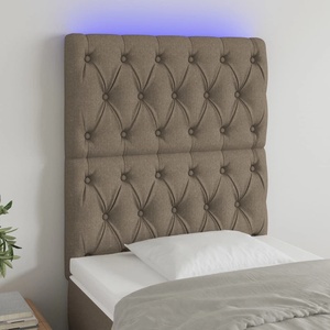 vidaXL LED горна табла за легло, таупе, 80x7x118/128 см, плат (3122738)