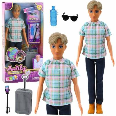 LeanToys Doplňky pro panenky Anlily, kufr, selfie tyč, brýle, láhev