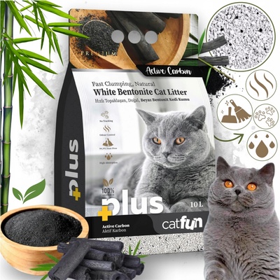 Catfun Plus hrudkující bentonitové stelivo s aktivním uhlím 10 l – Hledejceny.cz