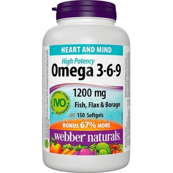 Webber Naturals Омега 3-6-9 1200 mg 150 софтгел капсули | Webber Naturals (3876 WN)