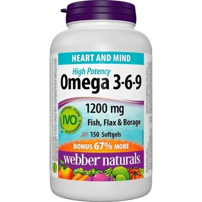 Webber Naturals Омега 3-6-9 1200 mg 150 софтгел капсули | Webber Naturals (3876 WN)