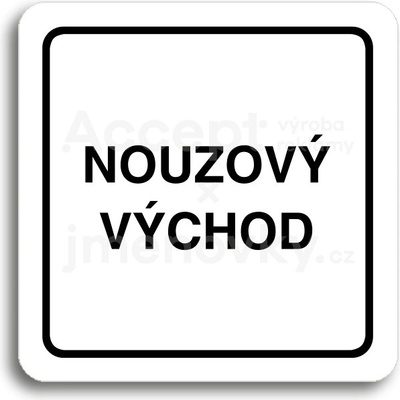 ACCEPT Piktogram nouzový východ - bílá tabulka - černý tisk