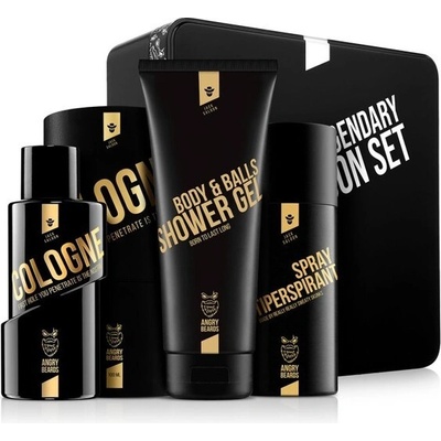 ANGRY BEARDS Legendary Jack Saloon kolínska 100 ml + sprchový gél 230 ml + antiperspirant 150 ml Darčekové balenie