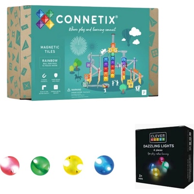 Connetix guličková dráha 92 ks + svítící kuličky Cleverclixx