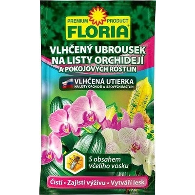 Agro CS FLORIA Vlhčený ubrousek na listy orchidejí a pokojových rostlin 6g (24x18cm) – Zboží Dáma