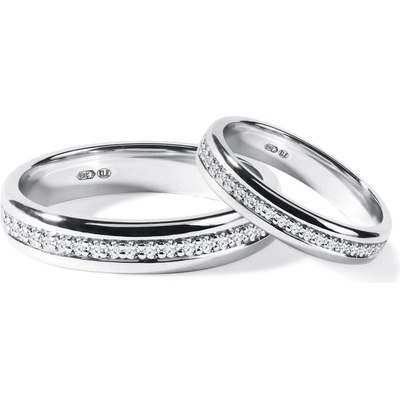 KLENOTA Súprava svadobných diamantových obrúčok eternity z bieleho zlata s0824012