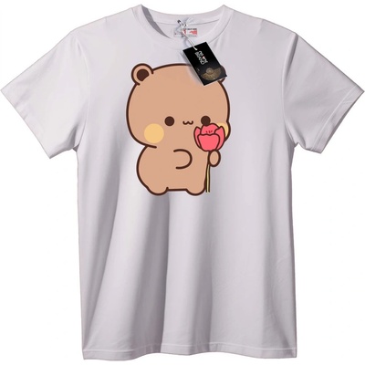 NOONEBRAND Тениска Сладко Мече с Розово Цвете - 4XL, Black