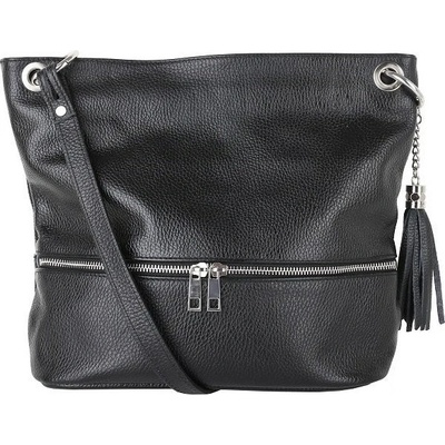 Talianske Talianska kožená crossbody kabelka Frame čierna