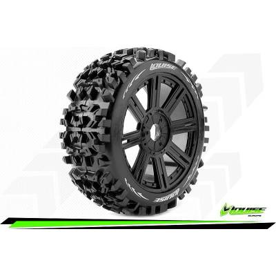 LOUISE RC Гуми за бъги 1/8 Louise RC B-PIONEER Buggy Tire Set Mounted Soft Black Spoke Wheels Hex 17mm LOUT3130SB (LOUT3130SB)
