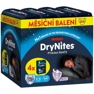 DryNites JUMBO pack 3-4 roky/ 12-21kg / 4x16ks
