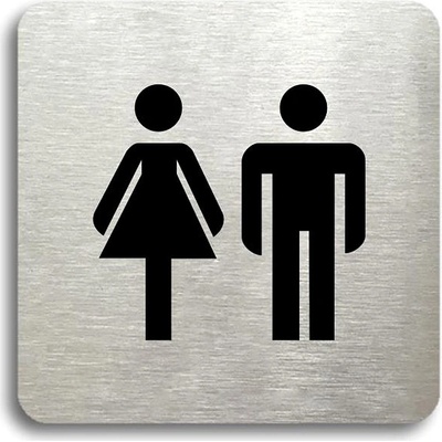 Accept Piktogram „WC ženy, muži" (80 × 80 mm) (strieborná tabuľka – čierna tlač bez rámčeka)