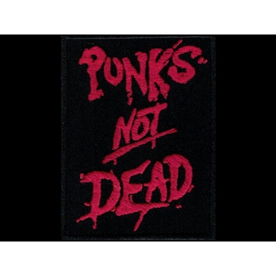 Nášivka PUNKS NOT DEAD red vyšívaná zažehlovací