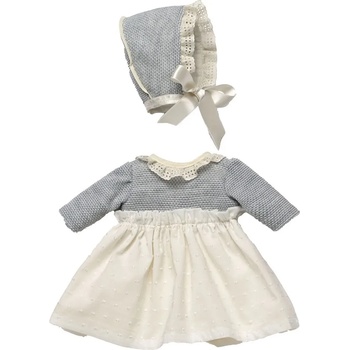 Бутикови дрехи за кукла Asi Dolls - Reborn, Сиво-бяла рокля и шапка, 46 cm (3475920)