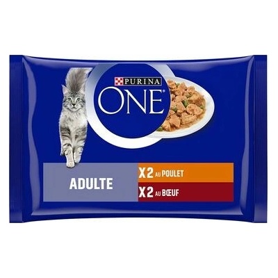 Purina ONE Adult kuřecí a hovězí 8 x 85 g