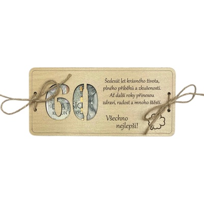 Dřevěné přání k 60. narozeninám na peníze – Zboží Mobilmania