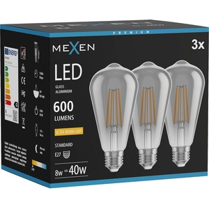 Mexen Vintis 3x LED нажежаема жичка E27, ST64, 8W, Топло - 2200K, 600 lm, опушен - L152-E27-0822-70x03 (L152-E27-0822-70x03)