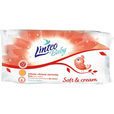 Linteo Baby dětské vlhčené ubrousky Soft/Cream 72 ks