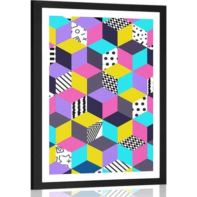 Plakát s paspartou barevný vzor - 60x90 white