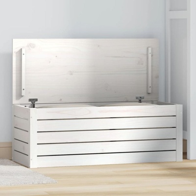 Vidaxl Úložný box bílý 89 x 36,5 x 33 cm masivní borové dřevo